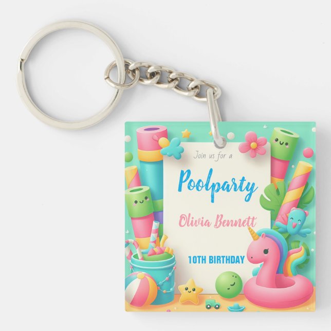 Editable Bassäng Party Birthday Summer Simma (Framsidan)