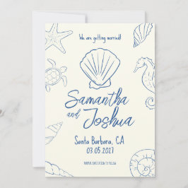 Editable Beach Wedding Save the Date Card Inbjudningar