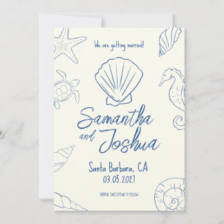 Editable Beach Wedding Save the Date Card Inbjudningar