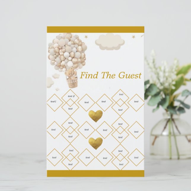 Editable Bear Balloons Baby Shower-inbjudan, (Stående Fram)
