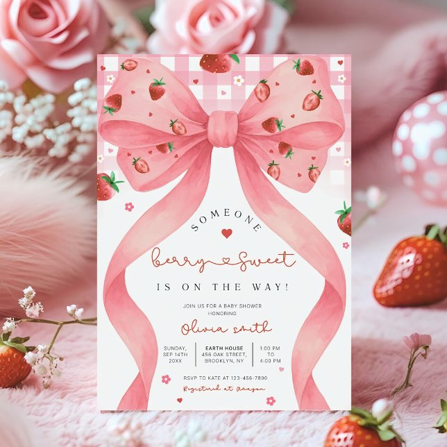 Editable Berry Sweet Baby Shower Invitation, Blush Inbjudningar (Skapare uppladdad)