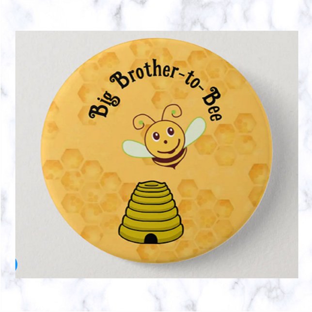 Editable Big Brother to Bee Bumblebee Baby Shower Knapp (Skapare uppladdad)