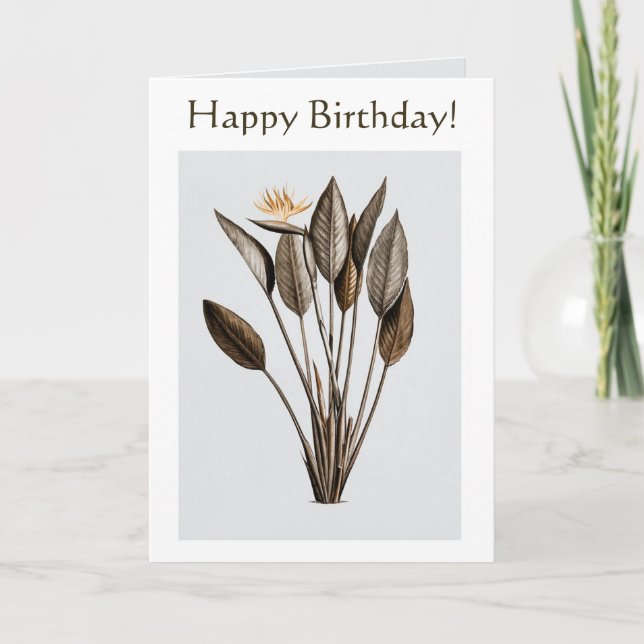 Editable Bird of Paradise Birthday Kort (Framsida)