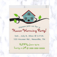 Editable Birdhouse House Warming-inbjudan