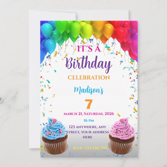 Editable Birthday Invitation (Framsida)