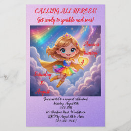 Editable Birthday Invitation – Superheroine Theme Brevpapper