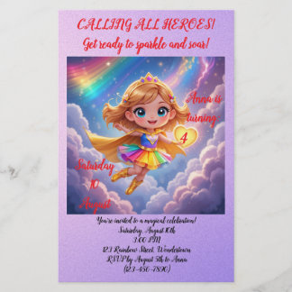Editable Birthday Invitation – Superheroine Theme Brevpapper