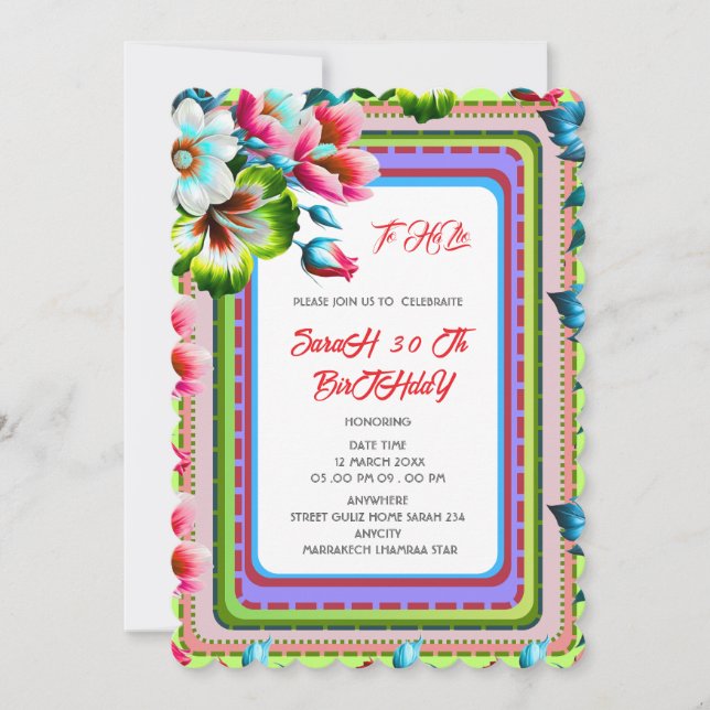 Editable Birthday Party Invi Hand Drawn  Invitatio Inbjudningar (Framsida)