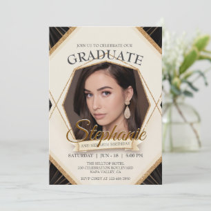 Editable Birthday Student Photo Sparkling Ram Inbjudningar