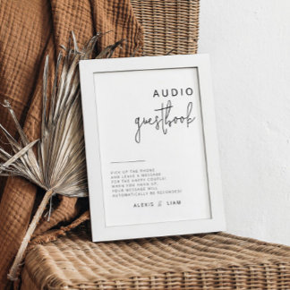 Editable Black and White Bröllop Guestbook-tecken Poster