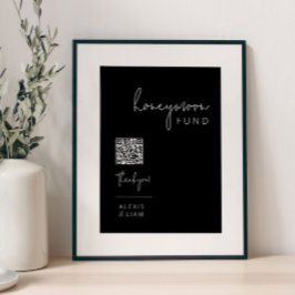 Editable Black and White Bröllop Honeymoon-skylt Poster