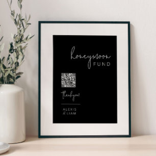 Editable Black and White Bröllop Honeymoon-skylt Poster