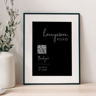 Editable Black and White Bröllop Honeymoon-skylt Poster