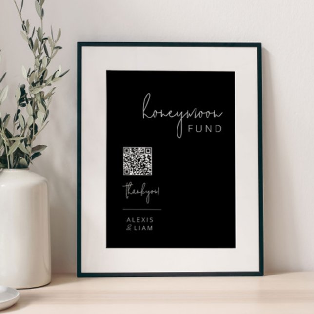 Editable Black and White Bröllop Honeymoon-skylt Poster (Skapare uppladdad)