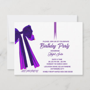 Editable Black Bow Birthday-inbjudan, M Inbjudningar
