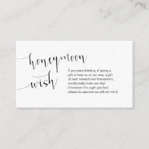 Editable Black, Bröllop Honeymoon Wish Tilläggskort