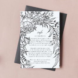 Editable Black Flower White Wand Bröllop Tilläggskort