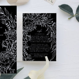 Editable Black Flower White Wand Bröllop Tilläggskort