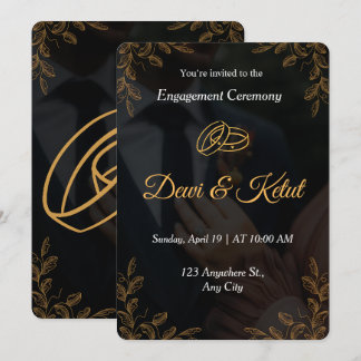 Editable Black Gold Engagement Invitation Template Inbjudningar