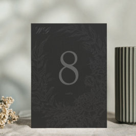 Editable Black på Black Blommigt Wandan Bröllop Bordsnummer