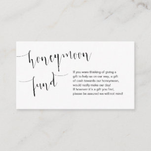 Editable Black script, Bröllop Honeymoon Fund Tilläggskort