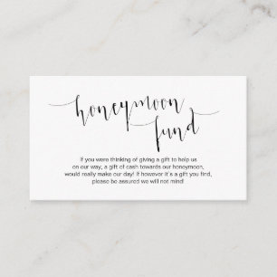 Editable Black Script, Bröllop Honeymoon Fund Tilläggskort