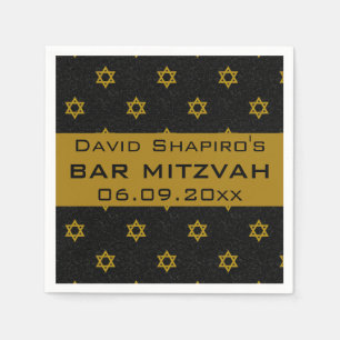 Editable Blue and Guld Star of David Pub Mitzvah Pappersservett