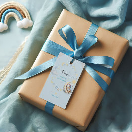 Editable Blue Dreamy-Thned Nalle Baby Shower Tack Kort