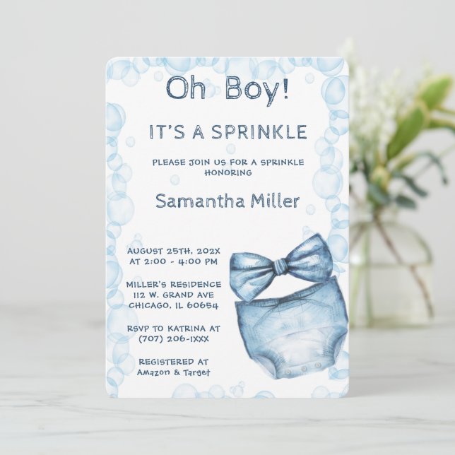 Editable Blue Sprinkle Baby Shower Inbjudningar (Stående Fram)