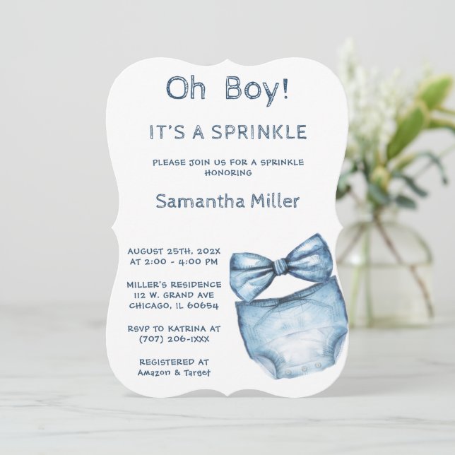 Editable Blue Sprinkle Baby Shower Inbjudningar (Stående Fram)