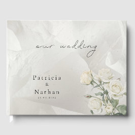 Editable Blush Rose Botanical Wedding Gästböcker
