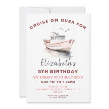 Editable Boat Birthday-inbjudan - Girl