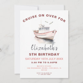 Editable Boat Birthday-inbjudan - Girl Inbjudningar