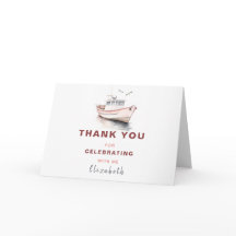 Editable Boat Birthday - tackkort - flickor