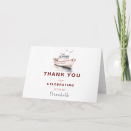 Editable Boat Birthday - tackkort - flickor