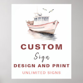 Editable Boat Nautical Anpassningsbar Birthday Sig Poster