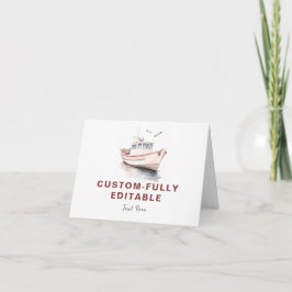 Editable Boat Nautical Folate Food Tält Card-Girl Kort
