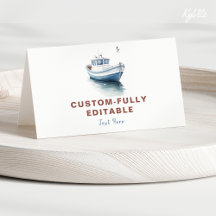 Editable Boat Nautiskt-mappat matkort Tält - Boy