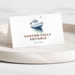 Editable Boat Nautiskt-mappat matkort Tält - Boy Kort