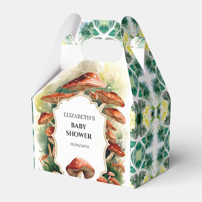 Editable Boho Mushroom Baby Shower Presentaskar (Framsidan Sidan)