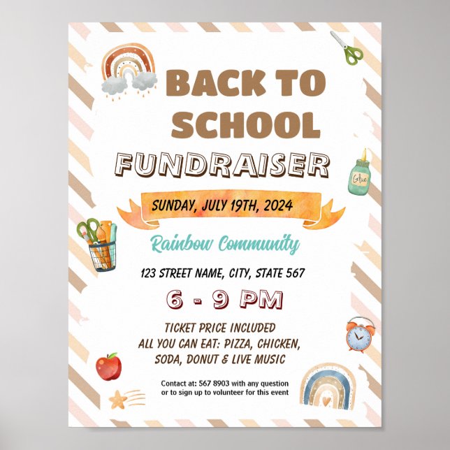 Editable Boho-regnbågsskolmall Poster (Framsidan)