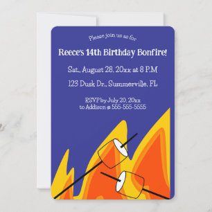 Editable Bonfire Birthday Inbjudningar