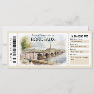 Editable Bordeaux Flygplan biljett, Frankrike Resa Inbjudningar