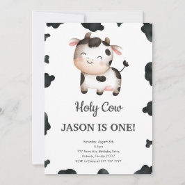 Editable Boy Cow Birthday-inbjudan Inbjudningar