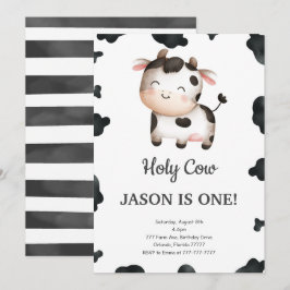 Editable Boy Cow Birthday-inbjudan Inbjudningar
