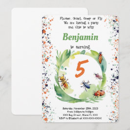 Editable Boy Kryp Födelsedagsfest Inbjudningar