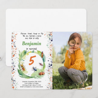 Editable Boy Kryp Födelsedagsfest Photo Inbjudningar