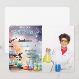 Editable Boy Science Födelsedagsfest Photo Inbjudningar