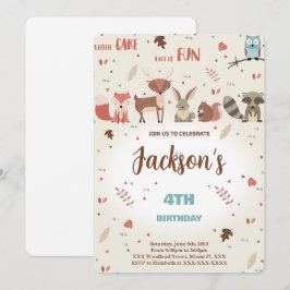 Editable Boy Woodland Birthday-inbjudan Inbjudningar