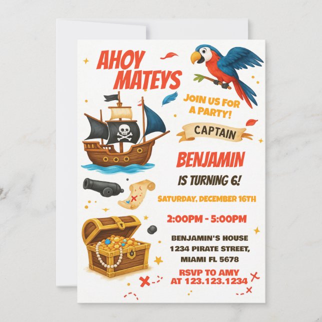 Editable Boys Girls Treasure Hunt Theme Inbjudningar (Framsida)